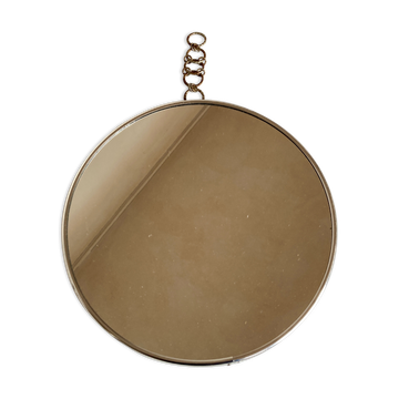 Miroir 1960 chaine brutaliste dorée 32cm