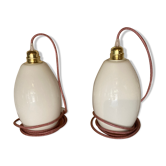 Pair of opaline lamps