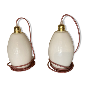 Pair of opaline lamps