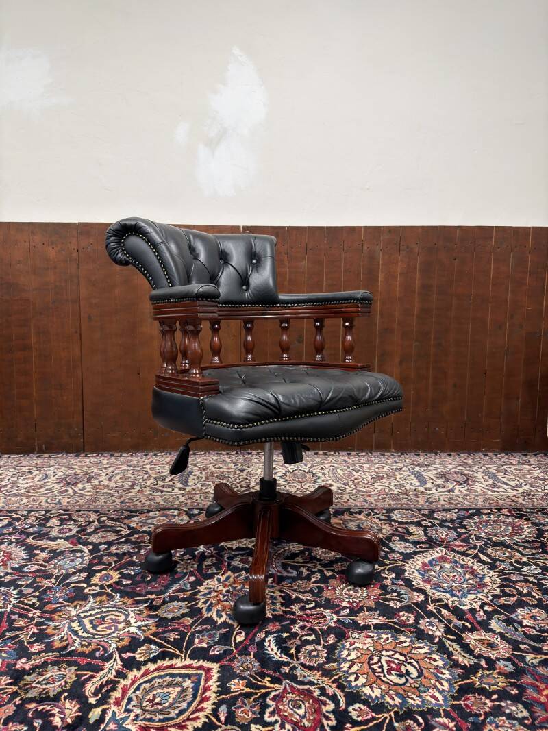 English Chesterfield Captain Chair Black