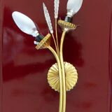 Large vintage brass and glass wall light 1950