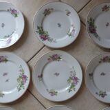 12 Plates pattern flowers in Limoges porcelain