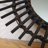 Sun mirror in vintage old rattan 56cm