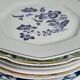 Set of 6 decorative French porcelain plates, floral and traditional designs, 25 cm