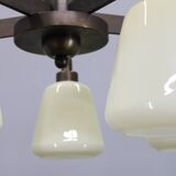 1930s Art Deco Brass Chandelier, Czechoslovakia