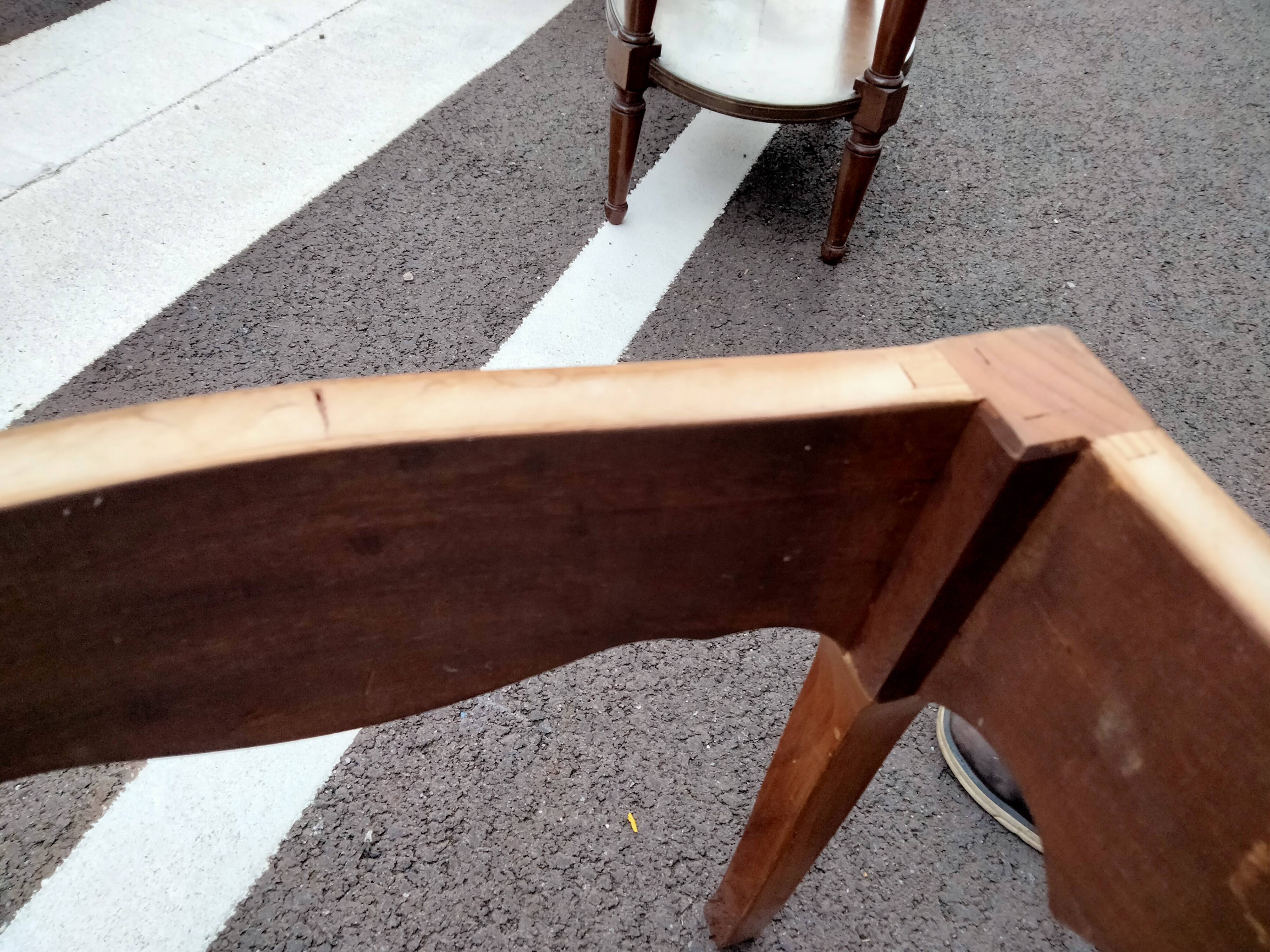 Old coffee table marquetry style louis xv marble top