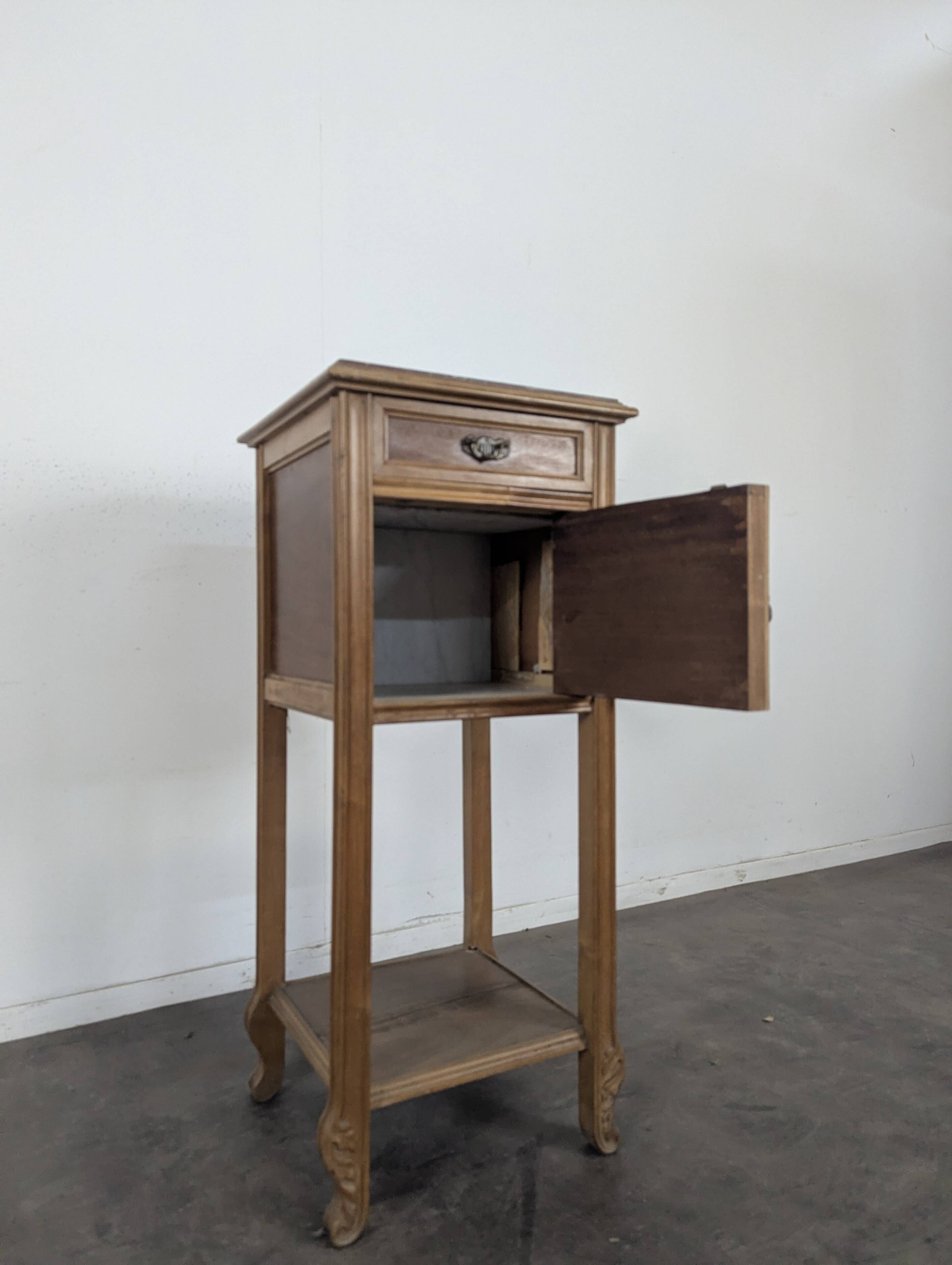 Art Nouveau bedside table with a griotte marble top.
