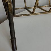 1960 magazine rack faux bamboo in beaten gold iron Italian craftsmanship