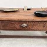 Antique work table in solid cherry and acacia