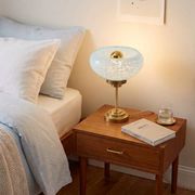 Vintage table lamp in blue Clichy glass & patinated brass