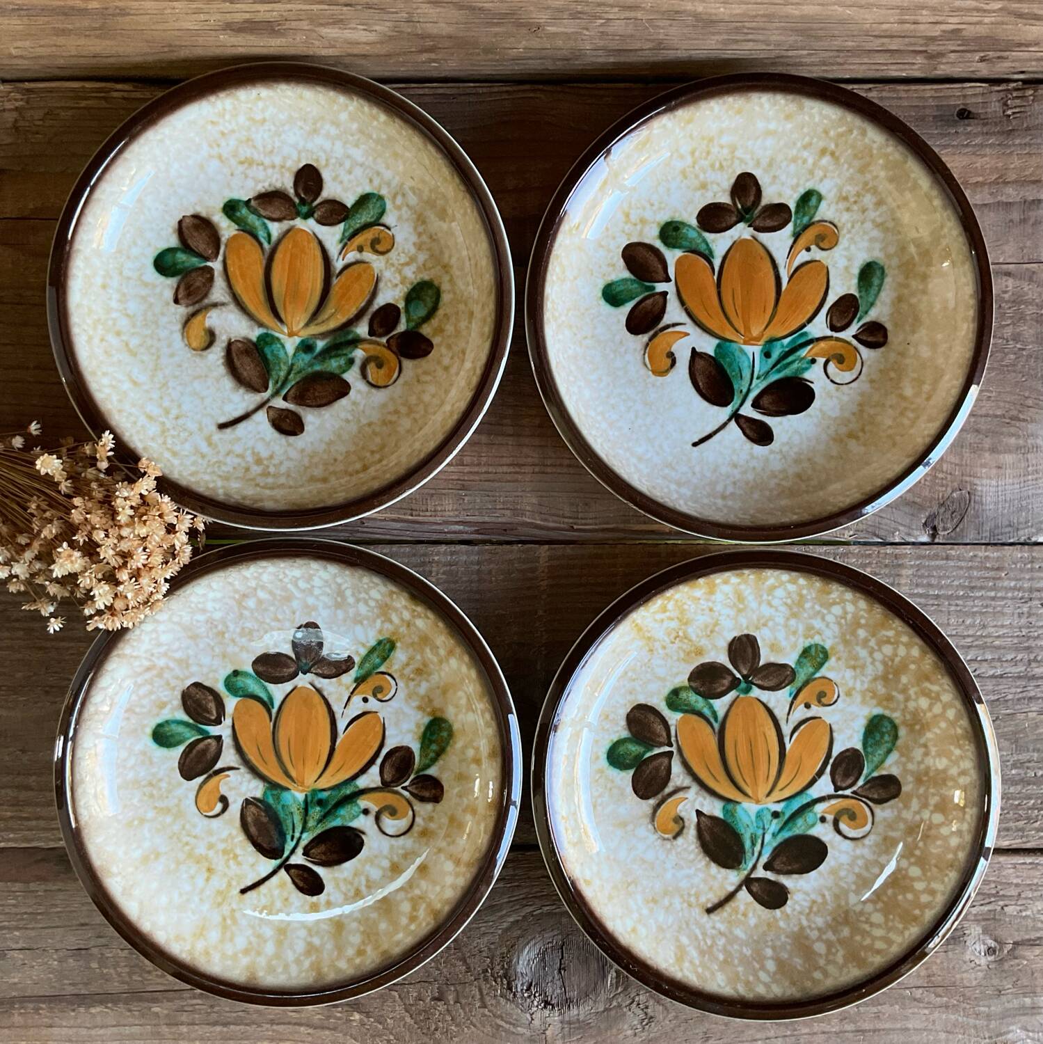6 vintage Boch La Louvière “Corfou” soup plates