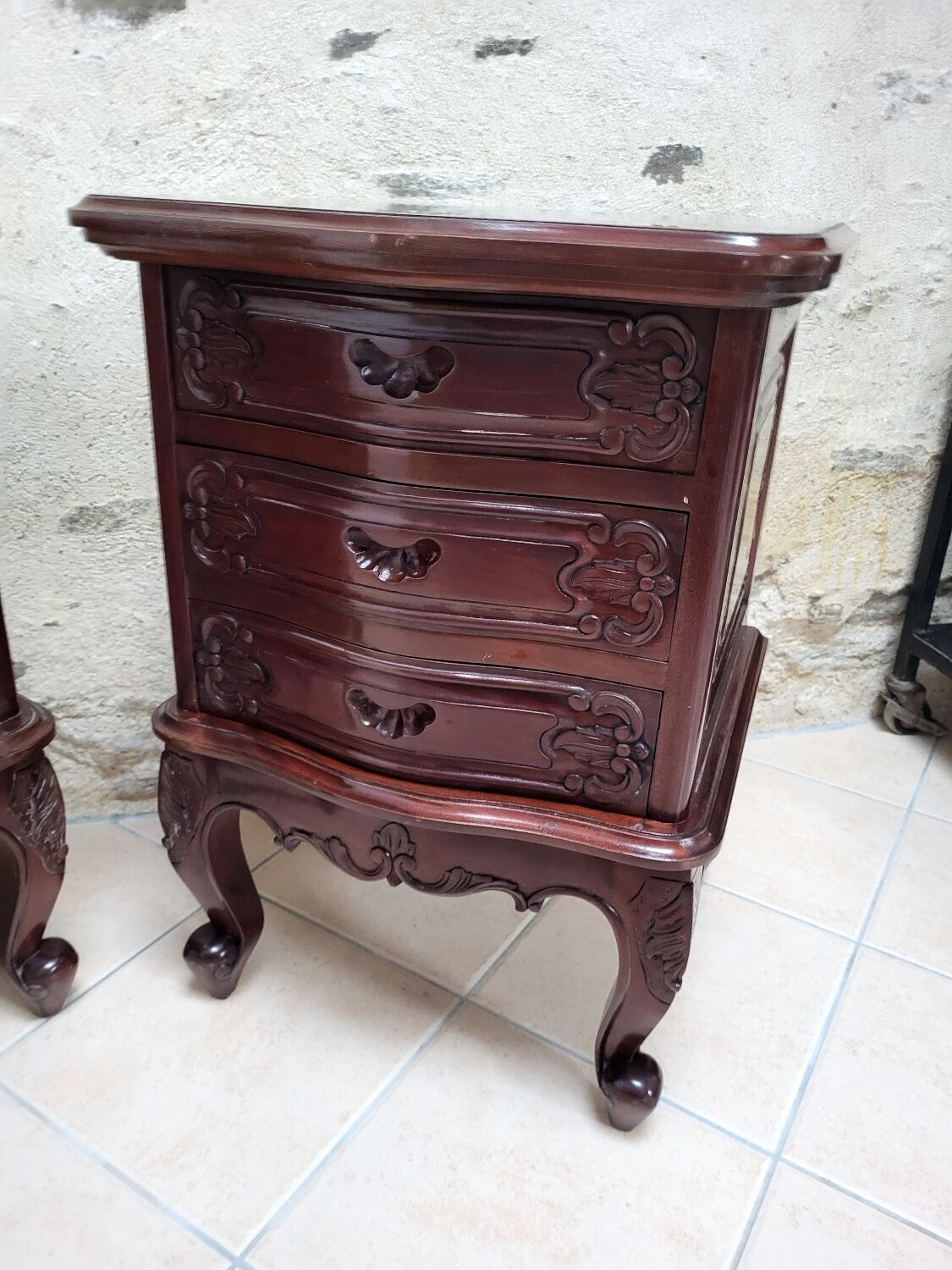 Carved bedside tables