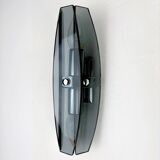 Pair of Veca wall sconces, black Murano glass, Italy, 1970s