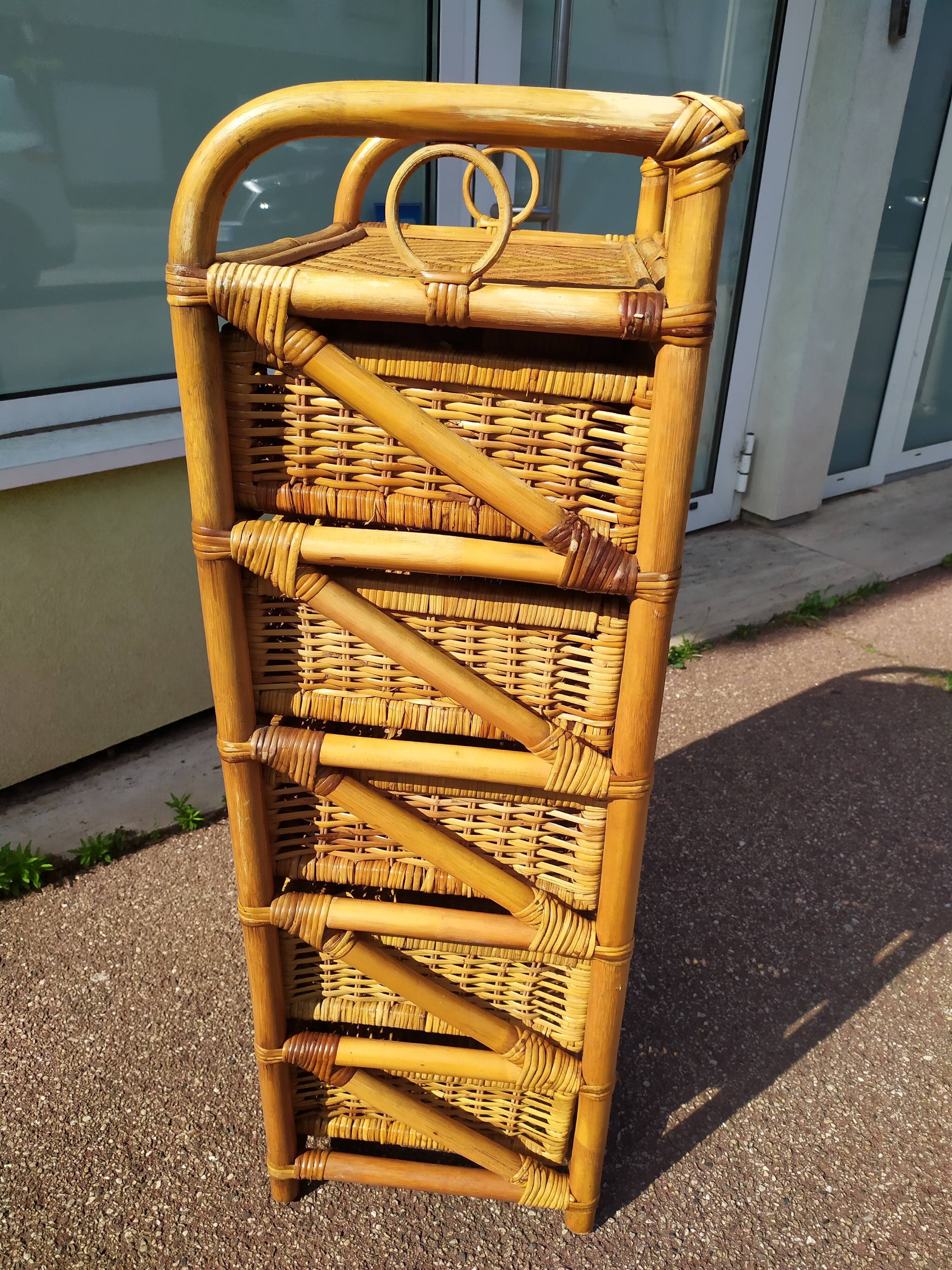 Chest of Drawers 6 Rattan Drawer - Vintage