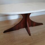 Marble and teak coffee table 60s