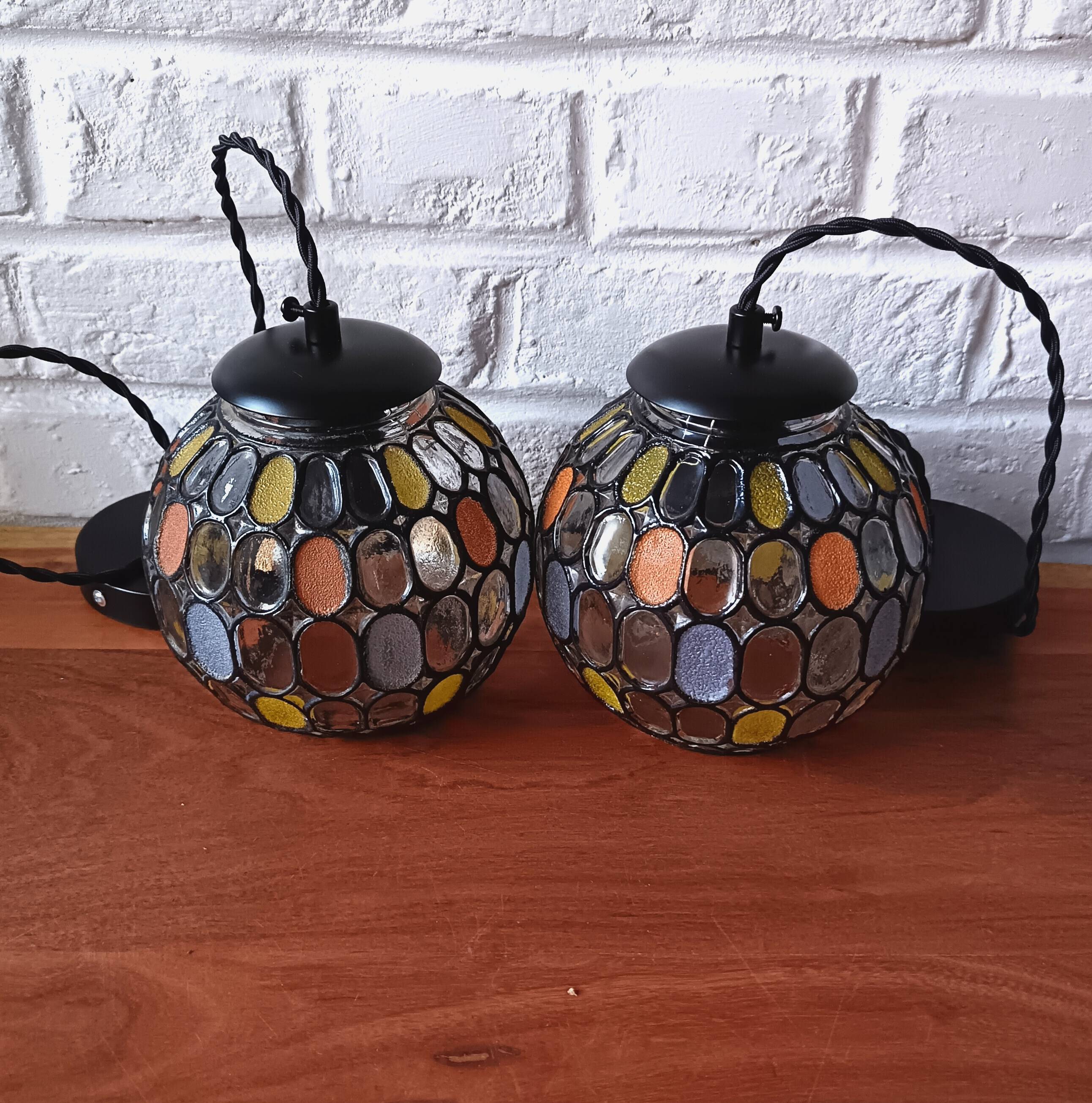 LIMBURG 1970 coloured glass pendant lights, MIRABEL pendants