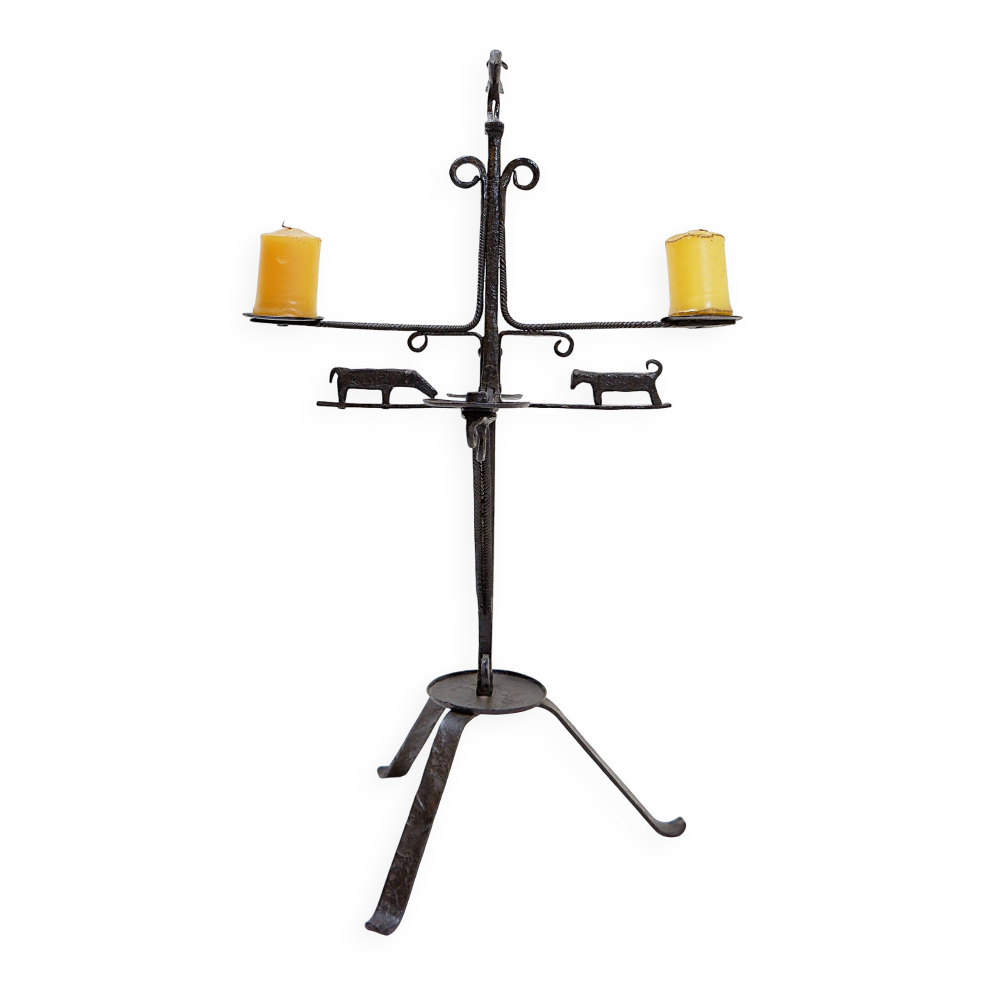 Wrought iron candle holder - France, 20th century