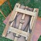 Old suitcase, table and stools, vintage wooden picnic