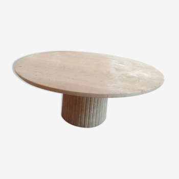 Omega circular coffee table in natural travertine
