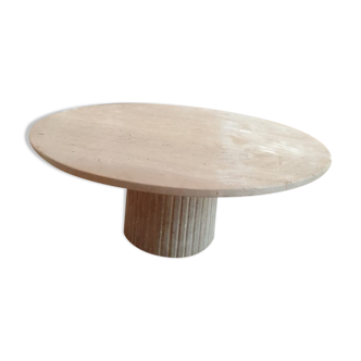 Table basse circulaire Omega en travertin naturel