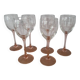 6 Luminarc wine glasses with pink stems from the 1980s.