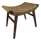 Vroom and Dreesman curule stool, 1960s, wood and rope
