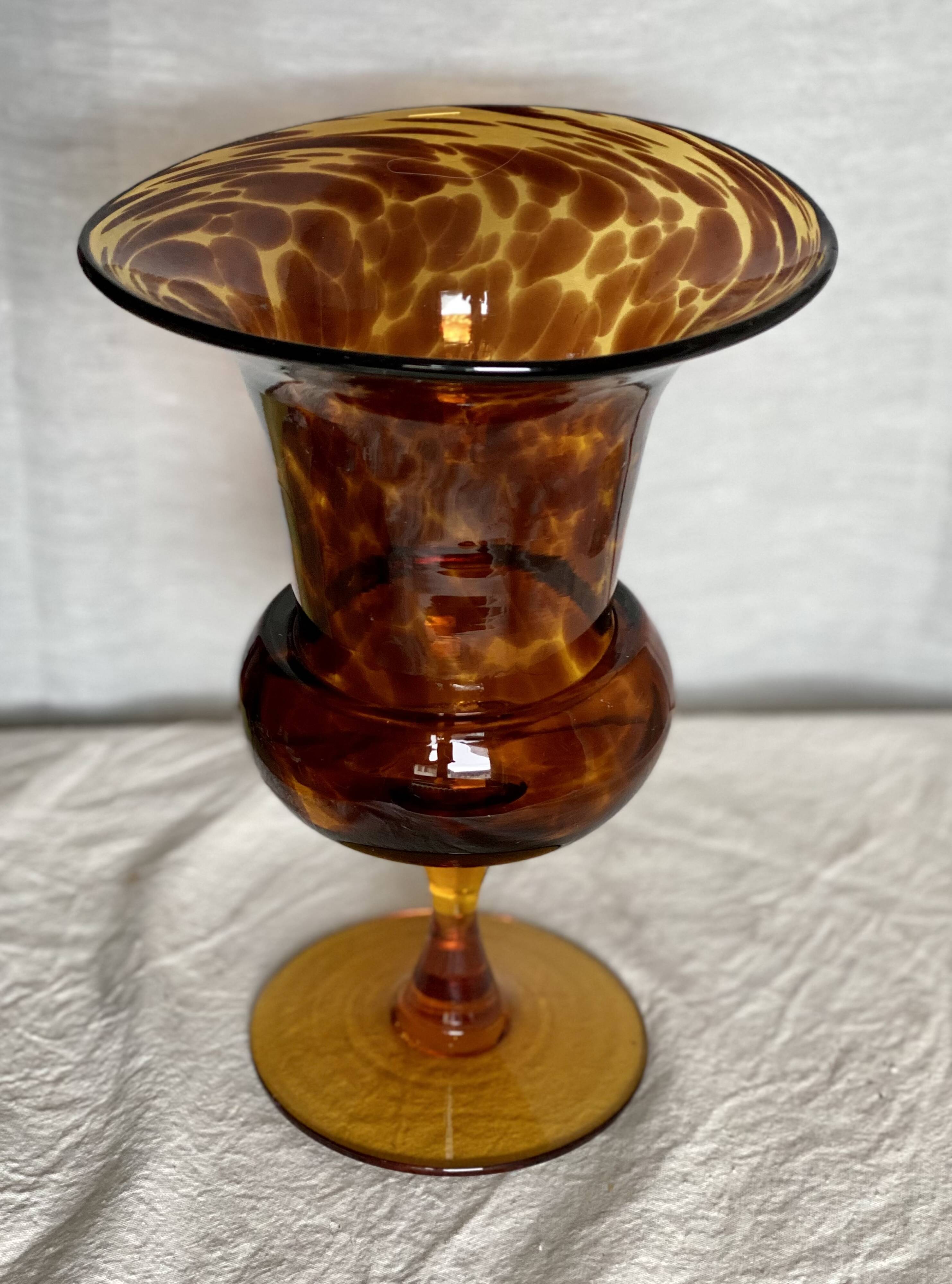 Vintage 1960s "tortoiseshell" blown glass vase