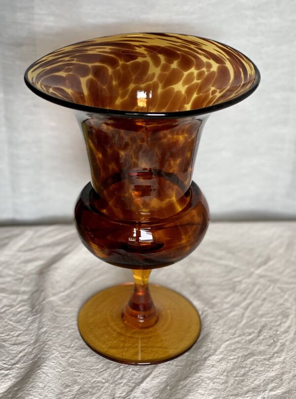 Vase verre soufflé ''écaille de tortue'' vintage 1960