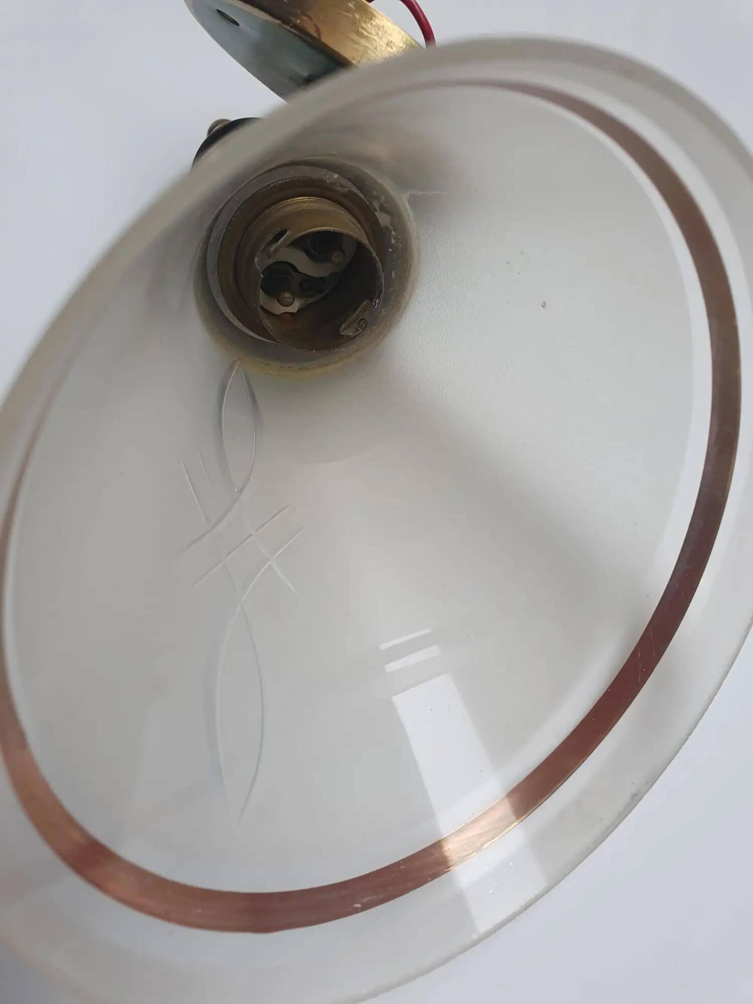 Green and gold conical wall lamp with opaline globe Art Deco