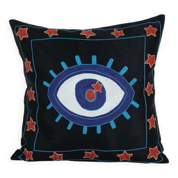 Housse de coussin brodée vintage 51x51 cm