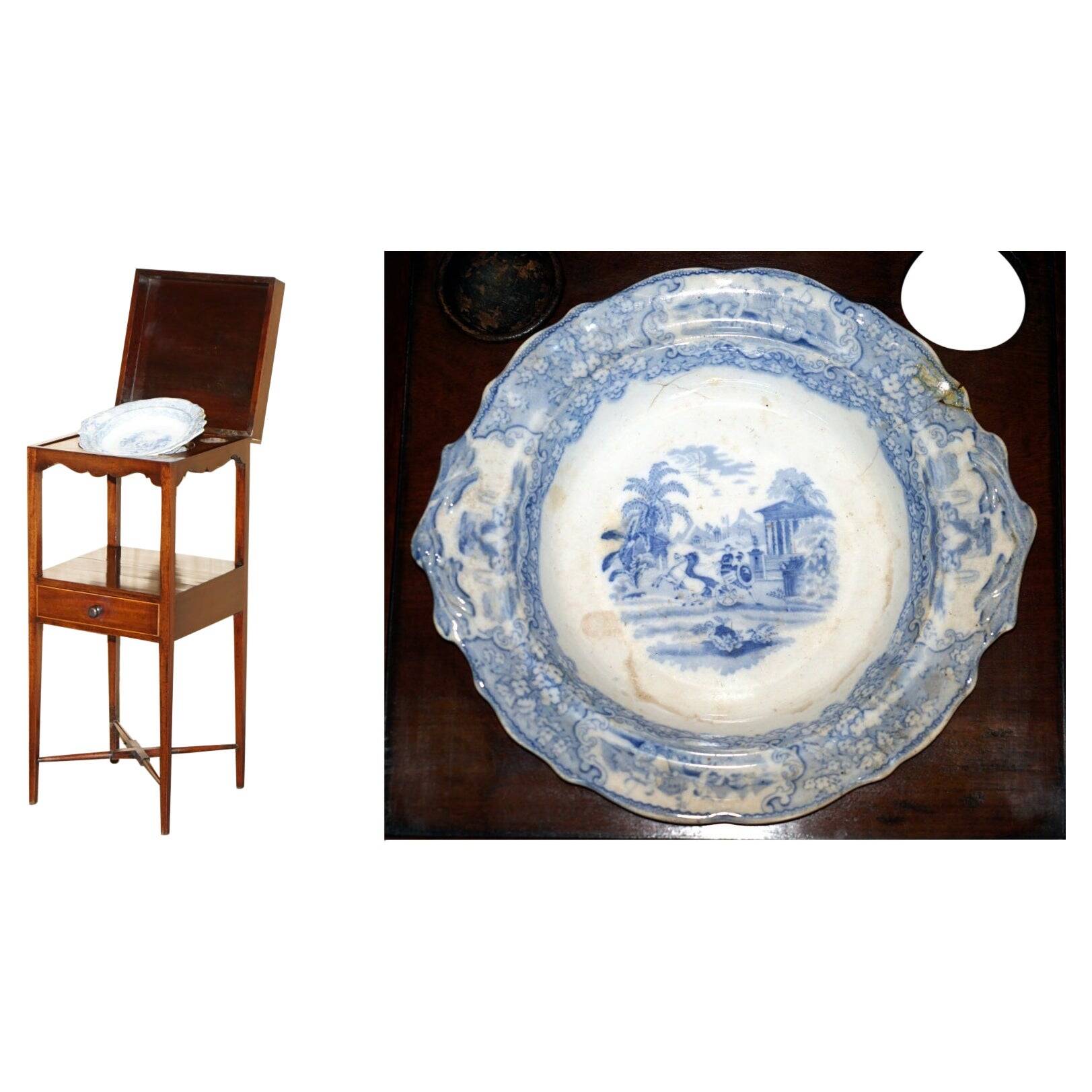Georgian hardwood washstand with J & MP Bell ceramic bowl.