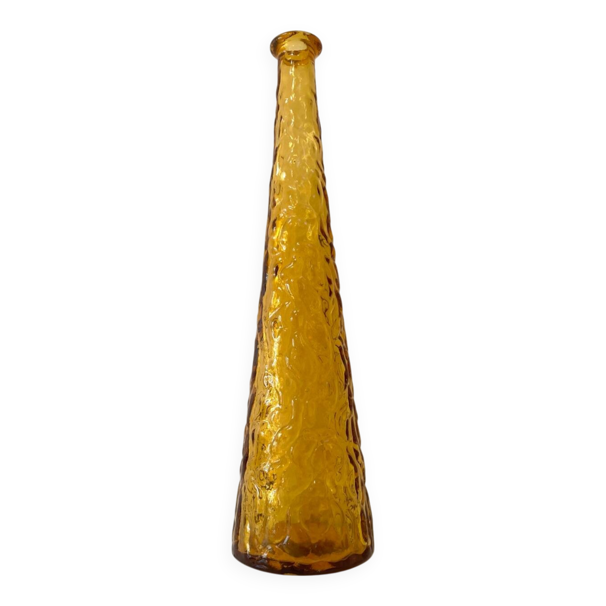Carafe en verre d'Empoli ambré, Italie années 60