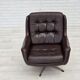 1970s, set of two swivel lounge chairs with footstool, leather.