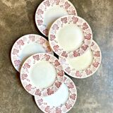 6 Lunéville flat plates in pink ironstone, "Jeannette" service
