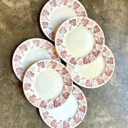 6 Lunéville flat plates in pink ironstone, "Jeannette" service