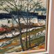 Large Original Swedish Oil on Panel – “Landscape with Houses and Trees” by Stig Hallblom – Signed – Vintage & Framed 90×59.5cm (35.4"×23.4")