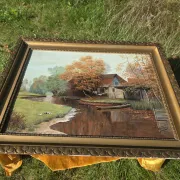 Vintage Autumn Landscape Oil Painting