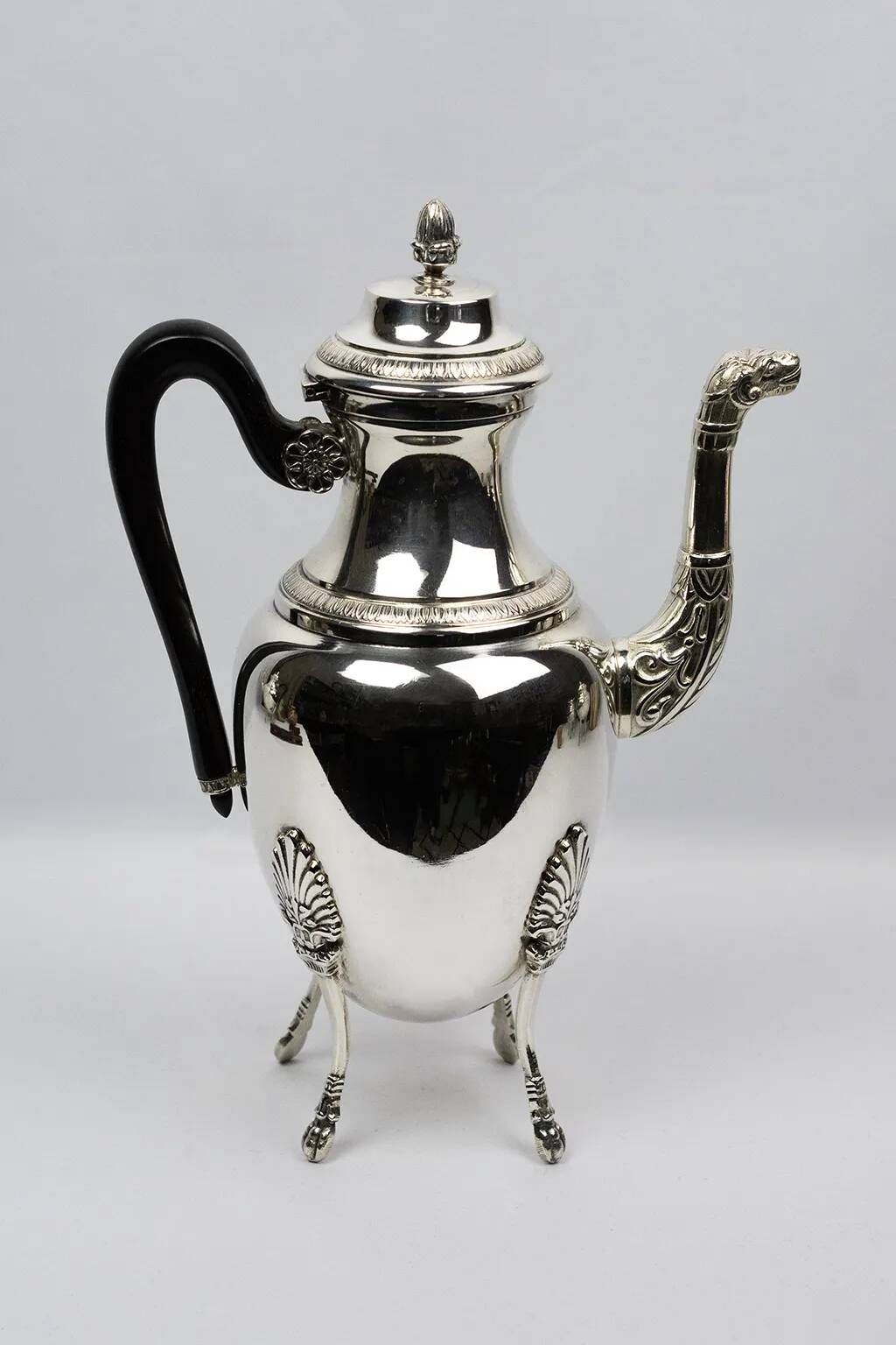 Empire-style tea and coffee service with ram's head spout - silver-plated, 5 pieces