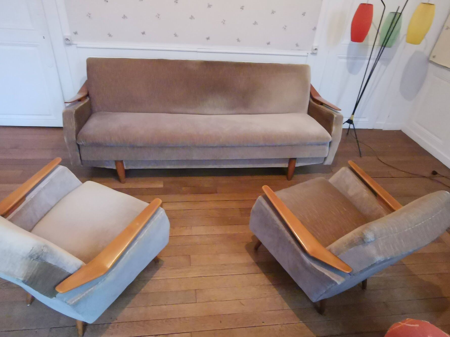 Daybed sofa green velvet water 1950