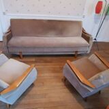 canapé daybed années 50 velour vert d'eau
