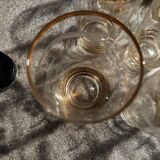 9 art-deco glasses in engraved crystal with gold trim