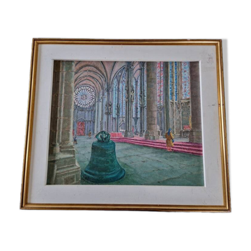 -Huile sur toile, Cathédrale de Saint Nazaire par Christian Xapella (1927-2021)