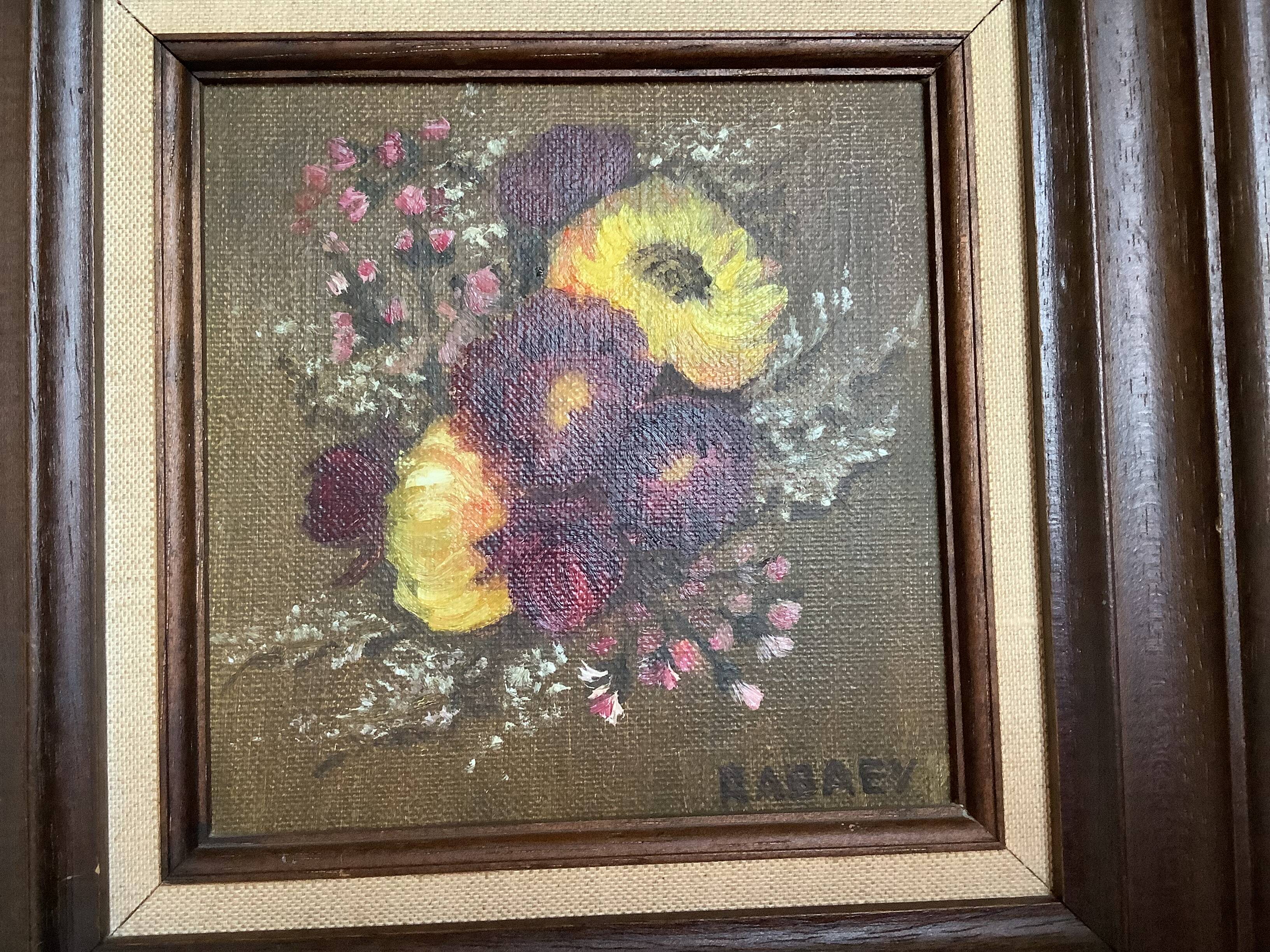 Bouquet of flowers oil on canvas painting Rabaey