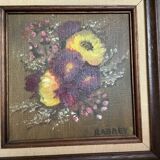 Tableau bouquet de fleurs huile sur toile Rabaey