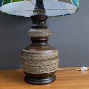 Ceramic table lamp green shade by  Hustadt-leuchten 1970s