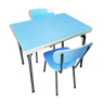 Ensemble table et chaises en formica bleu