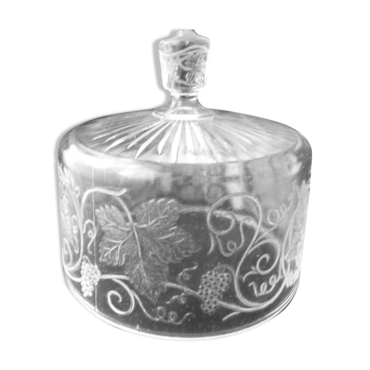 Moulded glass cheese bell Decorated with grape clusters