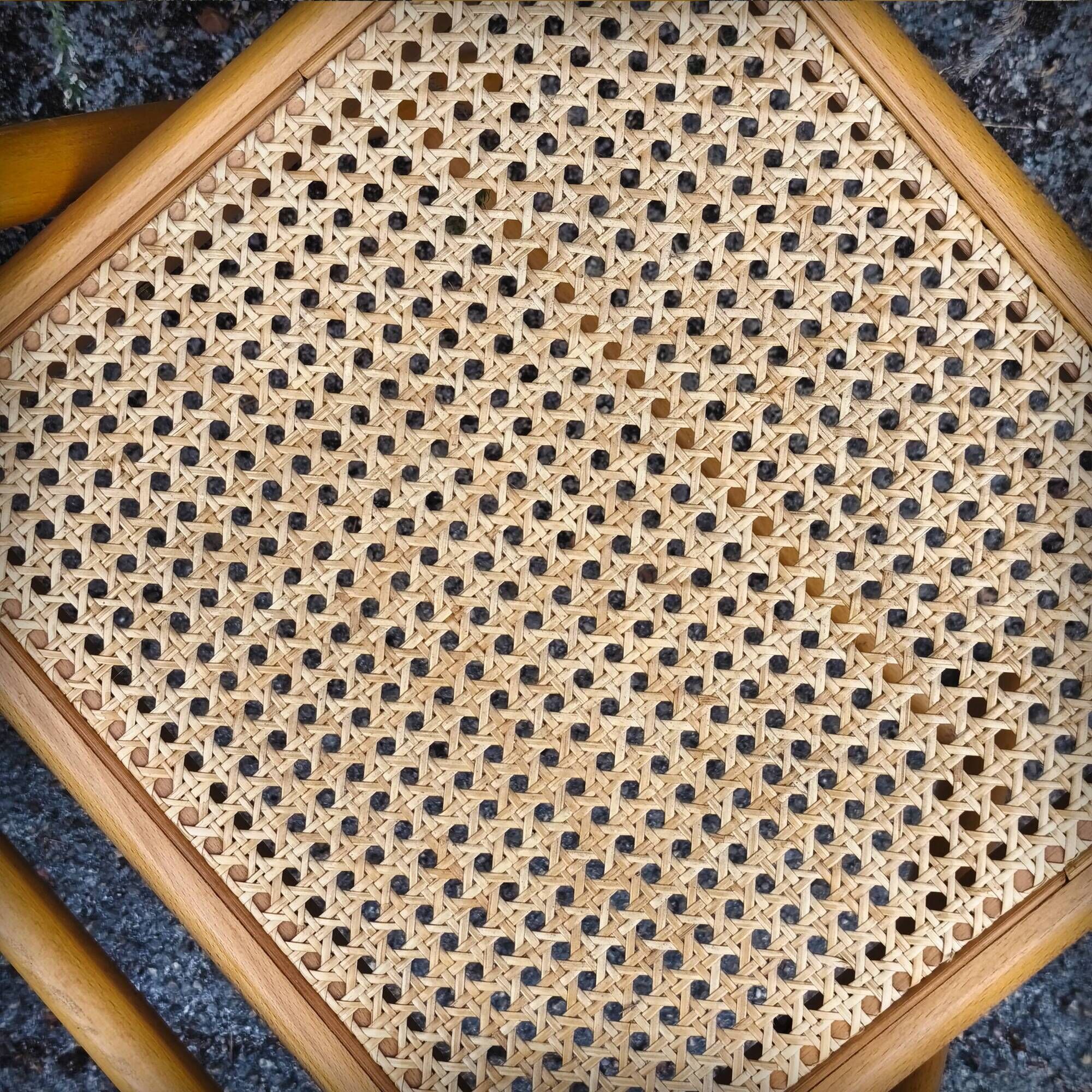 Set of 4 folding chairs in beech and caning by Habitat, 1980s.