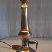Lampe à poser en laiton doré et lin - mid. XXeme