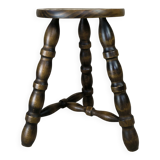 Tabouret vintage tripode bois massif